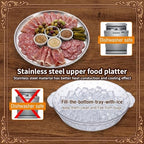3-Piece Set 11.8 Inch Chilled Serving Tray with Compartments in 11.81 inches in diameter in Natural, alternate view 3