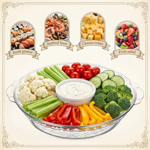 3-Piece Set 11.8 Inch Chilled Serving Tray with Compartments in 11.81 inches in diameter in Natural, alternate view 5