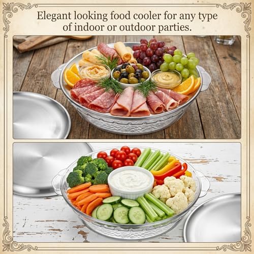 3-Piece Set 11.8 Inch Chilled Serving Tray with Compartments in 11.81 inches in diameter in Natural, alternate view 6