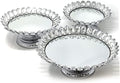 3-Piece Set Crystal Silver Plated Cheese Dessert Cupcake Cake Stand with Mirror Plate-Silver Lotus-HD89208 in