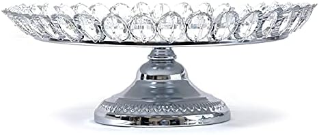 3-Piece Set Crystal Silver Plated Cheese Dessert Cupcake Cake Stand with Mirror Plate-Silver Lotus-HD89208 in, alternate view