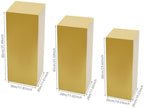 3-Piece Square Metal Pedestal Set, Gold Multi-Height Display Columns for Weddings, Art Exhibitions & Retail, alternate view 3
