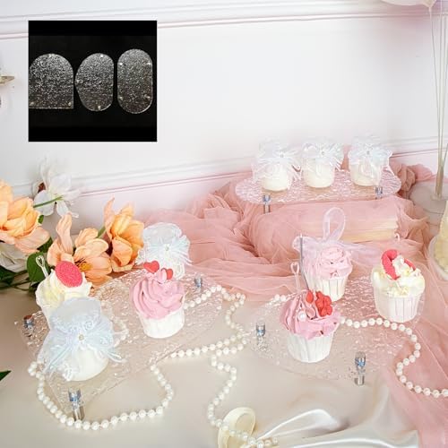 3-Piece Water Ripple Acrylic Cupcake Display Stand Set in Clear