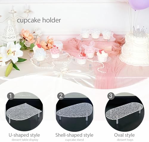 3-Piece Water Ripple Acrylic Cupcake Display Stand Set in Clear, alternate view 2