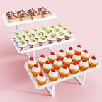 3 Pieces Cupcake Stand Holder, White Acrylic Dessert Table Display Set with Iron Support Legs for Birthday Candy