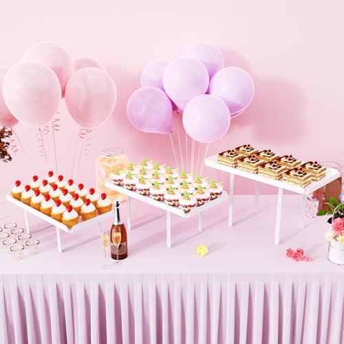 3 Pieces Cupcake Stand Holder, White Acrylic Dessert Table Display Set with Iron Support Legs for Birthday Candy, alternate