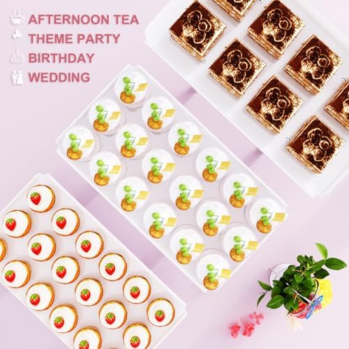 3 Pieces Cupcake Stand Holder, White Acrylic Dessert Table Display Set with Iron Support Legs for Birthday Candy, alternate