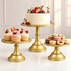 3 Pieces Gold Cake Stand, 8/10/12 Inch, Metal Wedding Cake Stand in Gold