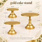 3 Pieces Gold Cake Stand, 8/10/12 Inch, Metal Wedding Cake Stand in Gold, alternate view 2