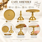 3 Pieces Gold Cake Stand, 8/10/12 Inch, Metal Wedding Cake Stand in Gold, alternate view 4