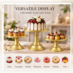 3 Pieces Gold Cake Stand, 8/10/12 Inch, Metal Wedding Cake Stand in Gold, alternate view 6