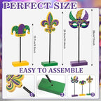 3 Pieces Mardi Gras Tiered Tray Decor Wood Set, Glitter Mardi Gras Table Decor, Rustic Mardi Gras Table, alternate view 3