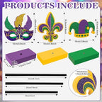 3 Pieces Mardi Gras Tiered Tray Decor Wood Set, Glitter Mardi Gras Table Decor, Rustic Mardi Gras Table, alternate view 5
