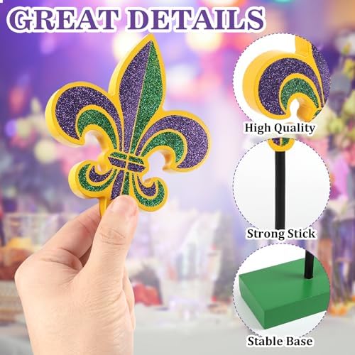 3 Pieces Mardi Gras Tiered Tray Decor Wood Set, Glitter Mardi Gras Table Decor, Rustic Mardi Gras Table, alternate view 6