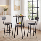 3 Pieces Round Bar Height Table and Chairs Set, Round Dining Table Set, Pub Table and Chairs for Small Space, 2
