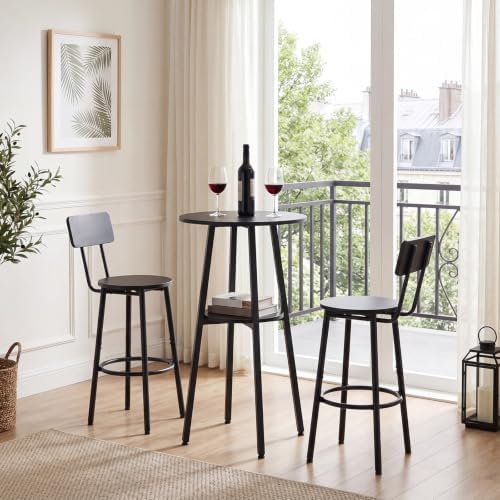 3 Pieces Round Bar Height Table and Chairs Set, Round Dining Table Set, Pub Table and Chairs for Small Space, 2, alternate