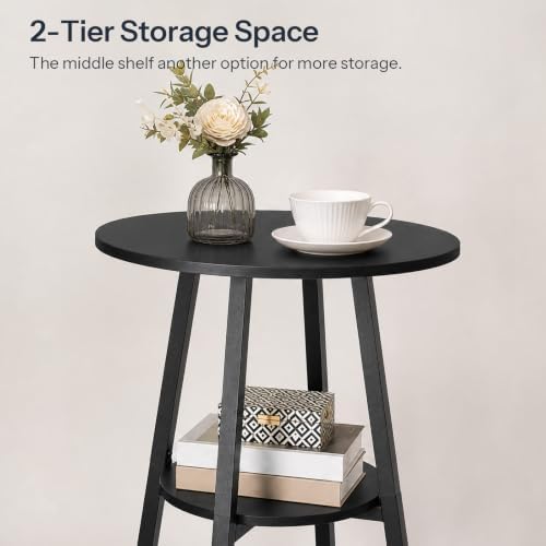 3 Pieces Round Bar Height Table and Chairs Set, Round Dining Table Set, Pub Table and Chairs for Small Space, 2, alternate