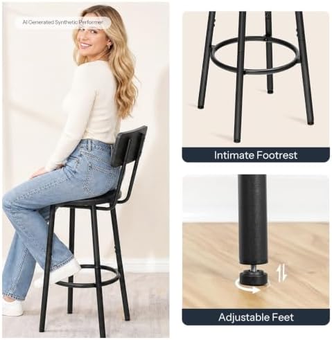 3 Pieces Round Bar Height Table and Chairs Set, Round Dining Table Set, Pub Table and Chairs for Small Space, 2, alternate