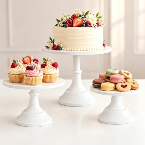 3 Pieces White Cake Stand, 8/10/12 Inch, Metal Wedding Cake Stand in White