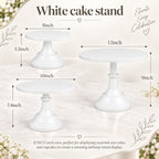 3 Pieces White Cake Stand, 8/10/12 Inch, Metal Wedding Cake Stand in White, alternate view 2