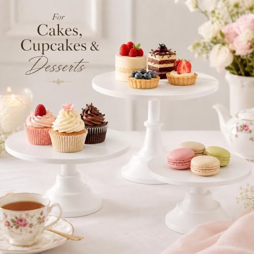 3 Pieces White Cake Stand, 8/10/12 Inch, Metal Wedding Cake Stand in White, alternate view 5