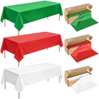 3 Roll 100FT x 54IN Christmas Plastic Tablecloth Roll with Slide Cutter Box