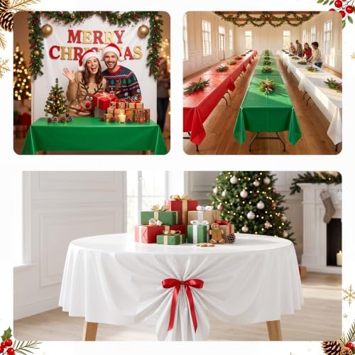 3 Roll 100FT x 54IN Christmas Plastic Tablecloth Roll with Slide Cutter Box, alternate view 3