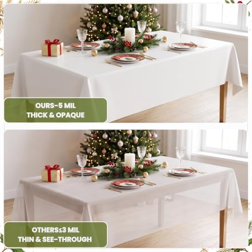 3 Roll 100FT x 54IN Christmas Plastic Tablecloth Roll with Slide Cutter Box, alternate view 4