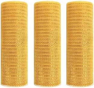 3 Roll Gold Deco Mesh Ribbon for Fall Wreath Making Supplies