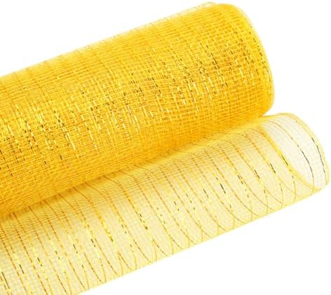 3 Roll Gold Deco Mesh Ribbon for Fall Wreath Making Supplies, alternate view 5