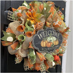 3 Roll Orange Moss Green Tan Deco Mesh Ribbon for Fall Wreath Craft, alternate view 2