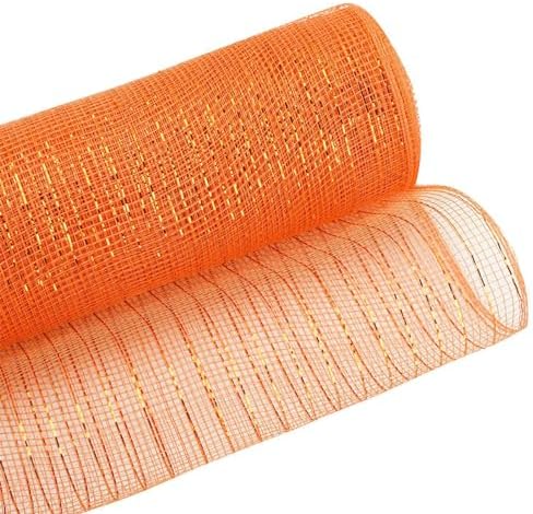 3 Roll Orange Moss Green Tan Deco Mesh Ribbon for Fall Wreath Craft, alternate view 5