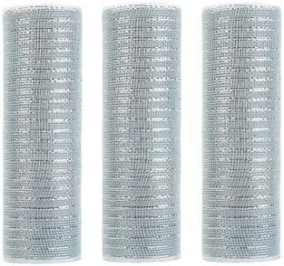 3 Roll Silver Deco Mesh Ribbon for Christmas Wreath Making Supplies