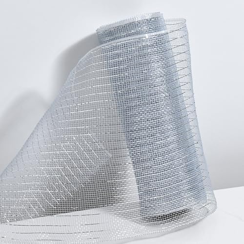 3 Roll Silver Deco Mesh Ribbon for Christmas Wreath Making Supplies, alternate view 4