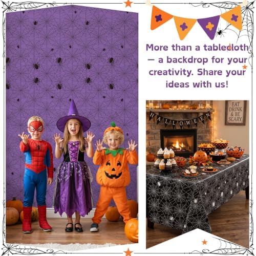 3 Rolls 100FT x 54IN Halloween Spiderweb Plastic Tablecloth with Cutter Box in Halloween Spiderweb, alternate view 3