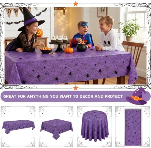 3 Rolls 100FT x 54IN Halloween Spiderweb Plastic Tablecloth with Cutter Box in Halloween Spiderweb, alternate view 5