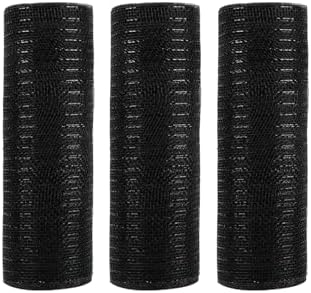 3 Rolls Black Deco Mesh Ribbon for Halloween Wreath Making Supplies