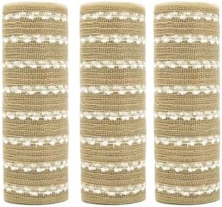 3 Rolls Jute Snowball Deco Mesh Ribbon for Wreath Making Supplies