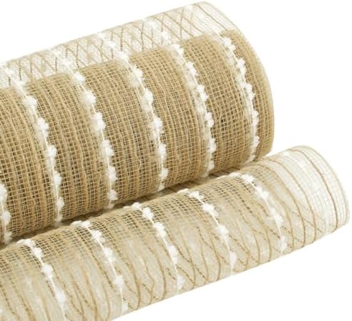 3 Rolls Jute Snowball Deco Mesh Ribbon for Wreath Making Supplies, alternate view 3