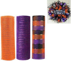 3 Rolls Orange Purple Stripe Deco Mesh Ribbon for Hallloween Wreath