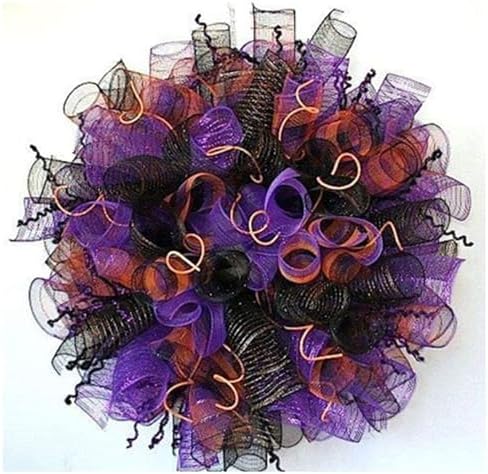 3 Rolls Orange Purple Stripe Deco Mesh Ribbon for Hallloween Wreath, alternate view 2