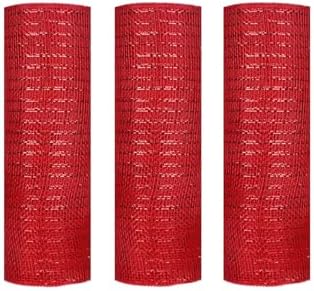 3 Rolls Red Deco Mesh Ribbon for Christmas Wreath Making Supplies