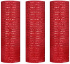3 Rolls Red Deco Mesh Ribbon for Christmas Wreath Making Supplies