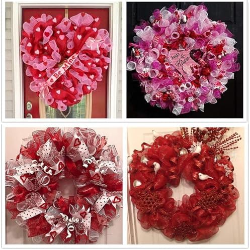 3 Rolls Snowball Red White Deco Mesh Ribbon for Christmas Wreaths, alternate view 2