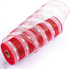 3 Rolls Snowball Red White Deco Mesh Ribbon for Christmas Wreaths, alternate view 4