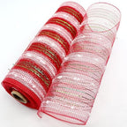 3 Rolls Snowball Red White Deco Mesh Ribbon for Christmas Wreaths, alternate view 5