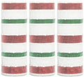 3 Rolls Snowball Red White Green Stripe Deco Mesh Ribbon for Wreath