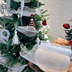 3 Rolls White Deco Mesh Ribbon for Christmas Wreath Making Supplies, alternate view 3