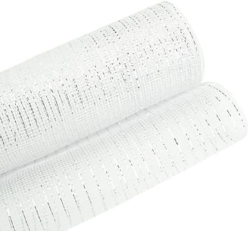 3 Rolls White Purple Deco Mesh Ribbon for Wreath Making Supplies, alternate view 4