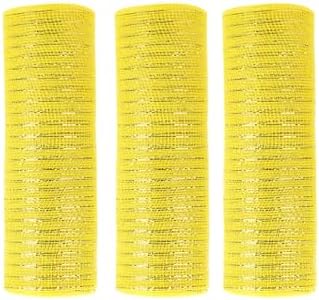 3 Rolls Yellow Deco Mesh Ribbon for Easter Wreath Making Supplies in Yellow